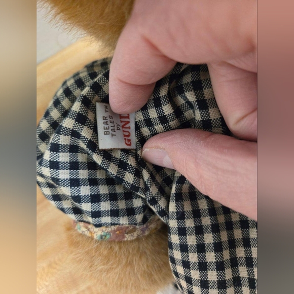 Vtg. Gund Bear Tails lady Ms. Teddy gingham dress, hat, 1985 - Picture 4 of 9